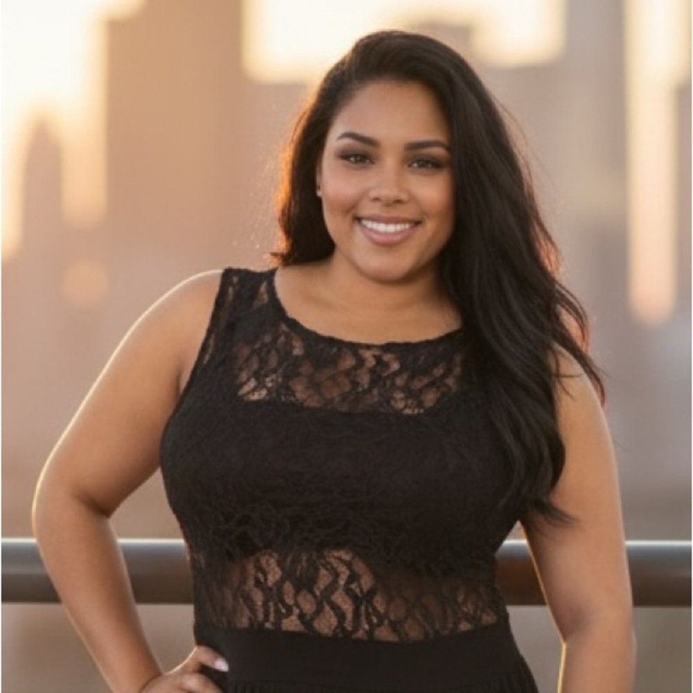 CIARA HIGH SLIT SHEER LACE TOP BLACK MAXI DRESS• 1X - Picture 2 of 5